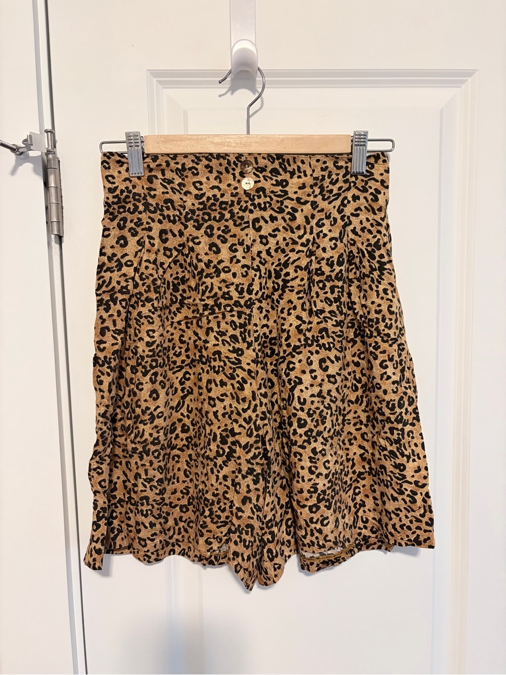Vintage Leopard-Print Bloomer Shorts in Tan and Black